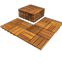 Pack of 10 Deck Tiles - 12,6"x12,6" Interlocking Natural Solid Acacia Wood for Outdoor & Indoor, Patio Garden, Balcony, Poolside - Golden Teak Color Not complete
