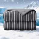 Cooling Comforter Queen Size, Q-Max 0.45 Reversible Striped Cooling Blanket for Hot Sleepers, Breathable Lightweight Silk Smooth Summer Bedding, Quilted Ice Blanket, Dark Gray