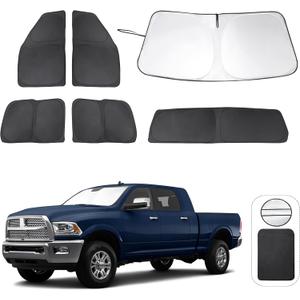 TINGLU Window Shades for Dodge RAM 2500 3500 2010-2025 Accessories Car Side Full Windows Rear Windshield Sun Shade Sun UV Rays & Privacy Protection for Camping,Napping&Relaxing 6PCS