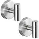 Suction Cup Hooks for Shower - Bathroom Reusable Hooks for Towels, Robes & Loofah - No-Drill Mounting on Kitchen,Walls,Metal,Glass,Mirrors,Tile & Smooth Non-Porous Surfaces (2, Brushed Nickel)