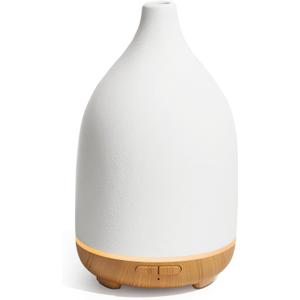 InnoGear Oil Diffuser, 150ML Ceramic Diffuser for Essential Oils Handcrafted Aromatherapy Diffuser Mother's Gift Ultrasonic Cool Mist Humidifier with 2 Mist Modes Waterless Auto Off for Home, White (Medium)