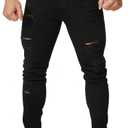 HUNGSON Men's Ripped Skinny Jeans Stretchy Slim Fit Jeans Pants for Men (Black, 40)