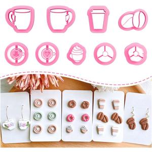 KEOKER Polymer Clay Earrings Cutters, Afternoon Tea Clay Cutters, Cofffee Polymer Clay Cutters for Jewelry Making (studs clay cutters) KEOKER Polymer Clay Earrings Cutters, Afternoon Tea Clay Cutters, Cofffee Polymer Clay Cutters for Jewelry Making (studs clay cutters)