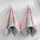 Sense Gnosis Pink Hand Towel Set of 2 Super Soft 100% Cotton Striped & Checkered Pattern Highly Absorbent Decorative Hand Towels for Bathroom Mother's Day Decorations 13 x 29 Inch