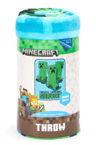 Minecraft Kids Silk Touch Throw Blanket, 46 x 60, Microfiber, Blue, Mojang