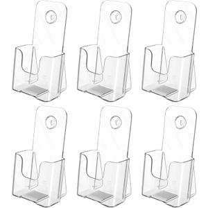MaxGear 6 Pack Acrylic Brochure Holder, Trifold 4 inches Wide Plastic Literature Holder For Pamphlets, Flyers, Rack Cards, Wall Mount Clear Countertop Organizer Display Stand, Office or Home Use