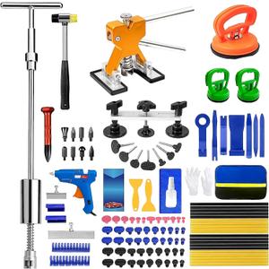 135pcs Dent Puller Kit, Paintless Dent Removal Kit for Dent Repair, Car Dent Repair Kit with T-Bar, Bridge Puller, Golden Lifter, Car Dent Remover for Car Refrigerator Door Ding Repair