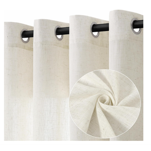 Jowels Natural Linen Grommet Curtains 108 Inch Long for Living Room Dining | Semi Sheer Light Filtering Curtains, Boho Farmhouse, Linen Drapes 108 Inch Length for Bedroom, Cream Ivory, 2 Panels Set (52"W x 108"L (Pack of 2))