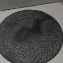 Round PVC Placemats, Starburst Design, Black , Set of 18