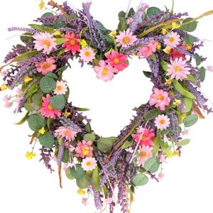 Valentines Day Wreath for Front Door, 20inch Artificial Lavender Greenery Wreaths for Home Farmhouse Wreath for Valentines Day Festival Porch Farmhouse Decor