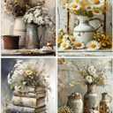 MBNTJHT 4 Pack Diamond Painting Kits for Adult Beginners,Yellow Flowers Diamond Art Kits for Adults,DIY 5D Full Round Drill Painting by Diamonds Art Crafts for Home Decor 12X16 Inch. (G8858+G8859+G8860+G8861)