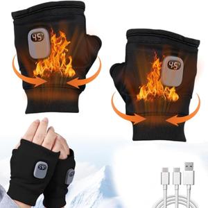 Heating Gloves,Smart Thermostatic Heated Fingerless Gloves,Portable Heating Gloves with Digital Display, Fingerless, Rechargeable, 1800mAh Battery,45-55C Three Heating Levels,Heating Glove for Women
