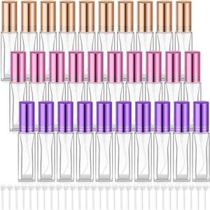 Domensi 30 Pcs 10 ml Empty Glass Perfume Bottles Bulk - Pink,Purple,Rose Gold Refillable Cologne Spray Atomizer with Pump, for Travel, Skincare, Haircare, Cleaning & DIY Essentials