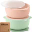 KeaBabies 2-Pack Baby Bowls with Suctions, Lids - Silicone Toddler Suction Bowls for Baby Boy, Girl, Kids, Food Grade Silicone, BPA-Free, Dishwasher Safe, Toddler Eating Essentials (Mellow)