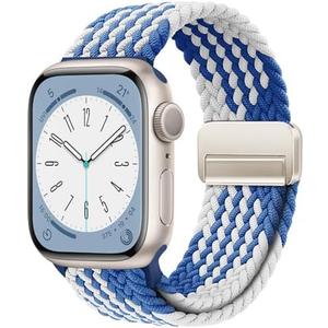 OMECKY Magnetic Braided Solo Loop Band Compatible with Apple Watch Series 10 42mm 46mm 9 8 7 6 5 4 40mm 41mm 44mm 45mm 49mm for Women Men, Stretchy Nylon Elastic Sport Strap for iWatch SE/Ultra 1/2