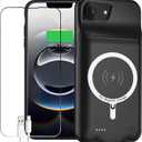 Battery Case for iPhone 16e/17e, 10000mAh Portable Protective Wireless Charging Case Support Carplay Compatible with iPhone 16e /17e (6.1 inches) Rechargeable Extended Battery Charger Cover (Black)