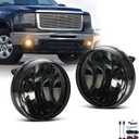 Fog Lights Assembly for 2007 2008 2009 2010 2011 2012 2013 GMC Sierra 1500 Replacement Fog Lamp Kit for 2007-2014 Sierra 2500 3500 HD with Switch & Wiring H8 12V 35W Halogen Bulb Smoke Lens