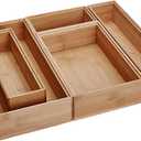 Lipper International 88005 Bamboo Wood Drawer Organizer Boxes, Assorted Sizes, 5-Piece Set