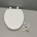 Mayfair Linden Slow Close Toilet Seat, Non Slip Heavy Duty Wood, Easy Install, Elongated, White