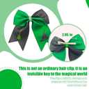 2Pcs Green & Pink Hair Bows  Witch Hair Accessories, Witch Merch Gifts for Women, Inspired Clips for Musical Fans & Costume Parties (Green)