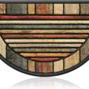 Extra Durable, Superior Absorption, Front Door Mat for Outdoor & Indoor - Welcome Mat for Entryway, Entrance, Patio,Porch -Waterproof,Non-Slip Backing,Coarse Fibers(Semicircle Colorful Stripes,18x30)