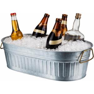 Lallisa 1 Pcs 5.3 gallons Galvanized Beverage Tub Galvanized Bucket Metal Ice and Drink Bucket with Handles Tub for Parties Farmhouse Home Pool Bar (Sliver) (EXP 07/27/26)