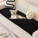 vctops Black Faux Fur Couch Cover for Dogs Washable, Fuzzy Pet Couch Covers for 3 Cushion Sofa Pet Friendly, Non Slip Sofa Cover (Black,28"x70")