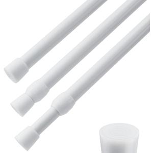 3 PCS Spring Tension Curtain Rod Adjustable Length 41-74 Inches, No Drilling, Tension Rod Suitable for Windows, Bathroom, Cabinets, Wardrobes White) (white)