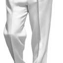 Men’s Dress Pants Straight Leg Pleat-Front Casual Suit Pants Plain Comfort Work Office Business Lounge Trouser Long (White), 34Wx30L
