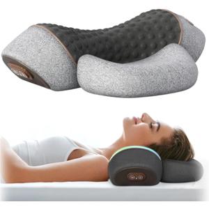 3-in-1 Heated Neck Massager Hump Pillow  Cervical Traction & Memory Foam Lifting&Lowering(Light Gray)