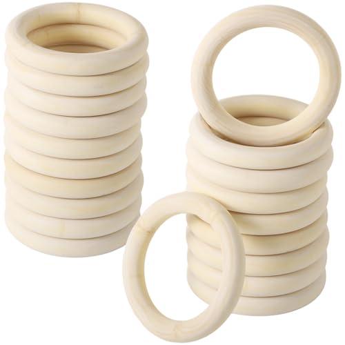 10 Pcs Wooden Rings for Craft, 4 Inch Unfinished Wooden Rings, Natural Wood Rings for DIY Projects Jewelry Making (Inner 2.6 inch)