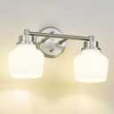 Emak Brushed Nickel Bathroom Light Fixtures, 2-Light Bathroom Vanity Light with Milk Glass Shade, Modern Vanity Lights for Bathroom, Mirror, VL122-BN-ML-2