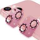 Korecase [2 Pack] for iPhone 13 / iPhone 13 Mini Metal Camera Lens Protector Tempered Glass Cover, Strong Adhesion, 9H Hardness Scratch Resistant Camera Rear Lens Film- Pink