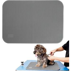 Dog Grooming Table Mat Pad Non Slip，Silicone Durable Premium Non-Slip Dog Bath Mat，Slip Mat - Bathing Mat for Pets，22.45inchX15.75inch (Dark Grey)