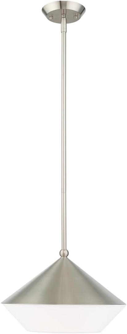 Livex Lighting 40685-91 Stockholm - 17" One Light Mini Pendant, Brushed Nickel Finish with Brushed Nickel Metal Shade