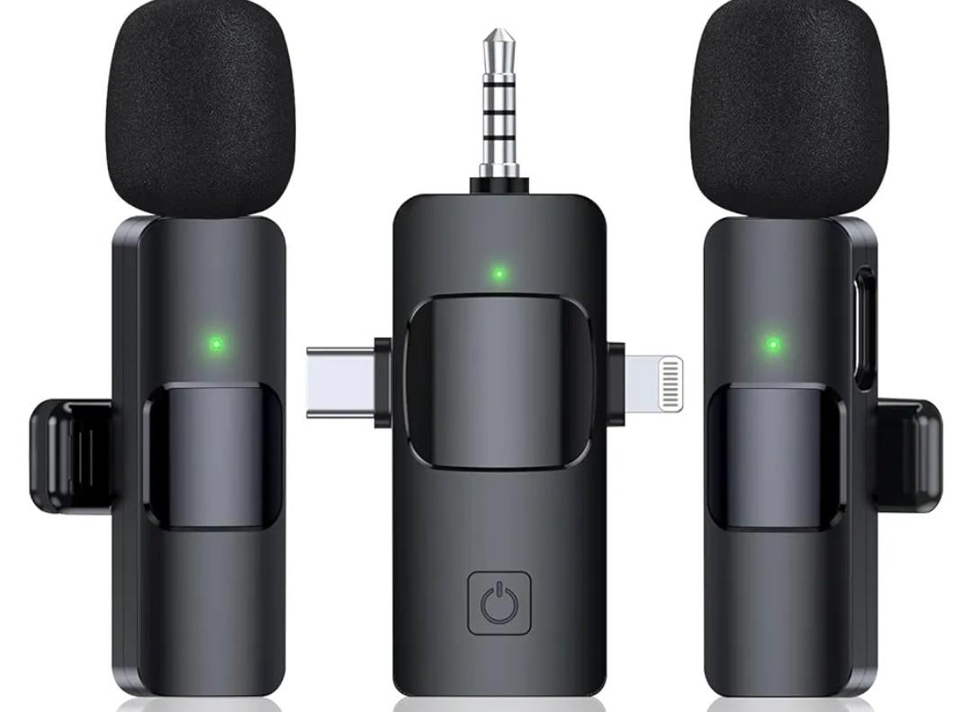3 in 1 Wireless Lavalier Microphone for iPhone, Android & Camera, USB-C, Mini Microphone with Noise Reduction for YouTube, Live Stream, TikTok, Vlogs, Video Recording