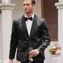 COOFANDY Men's Sequin Blazer Sparkly Glitter Fashion Jacket Prom Festival Shiny Blazer Suit Big and Tall Black, XXXL