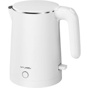 WTJMOV Electric Kettle Stainless Steel, 1.0L Small Water Boiler 1200W Fast Boiling, Double Wall Tea Kettle Pot Automatic Shut Off, Durable Coffee & Tea Maker/Warmer/Heater White