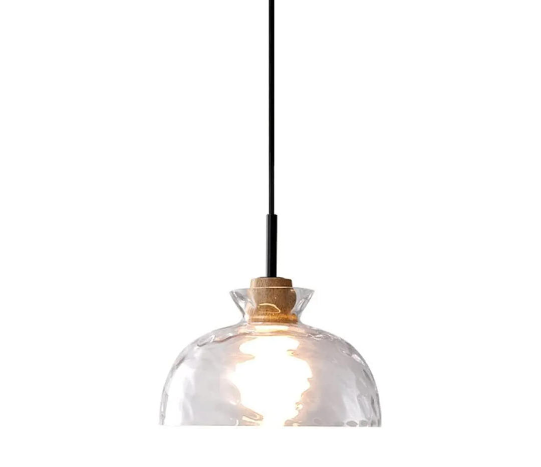 LTBFDDC Farmhouse Small Pendant Lights Kitchen Island, Adjustable Height Hanging Ceiling Lamp Handblown Glass Dome Clear Hammered Shade For Dining Living Room Hallway Entryway Mini Chandelier Lighting