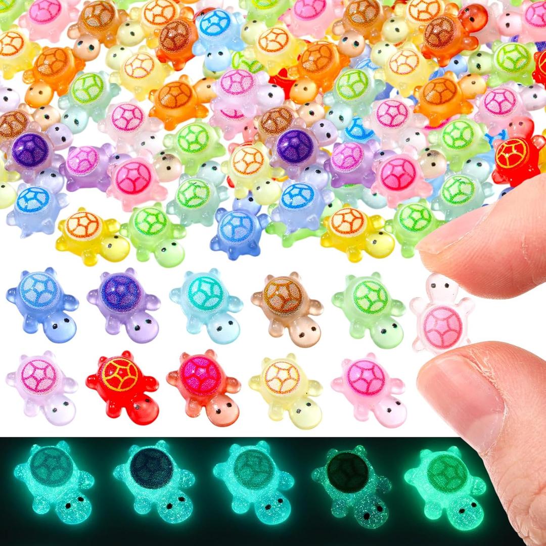 1000 Pcs Mini Resin Turtles Bulk Luminous Glow in The Dark Mini Animals to Hide Tiny Sea Turtle Figurines Plastic Miniature for Garden Micro Moss Landscape DIY Ocean Dollhouse Decor Crafts