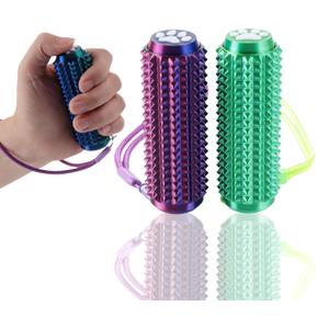 Little Ouchies Fidget Clicker (2 Pack) - Pain Stim Sensory Tool for ADHD Kids & Adults, Stress Relief Focus Keychain for Anxiety Autism, Portable Spiky Grippie Pocket Toy - Novelty Gifts for Friends (Yellow Green+red Green Blue)