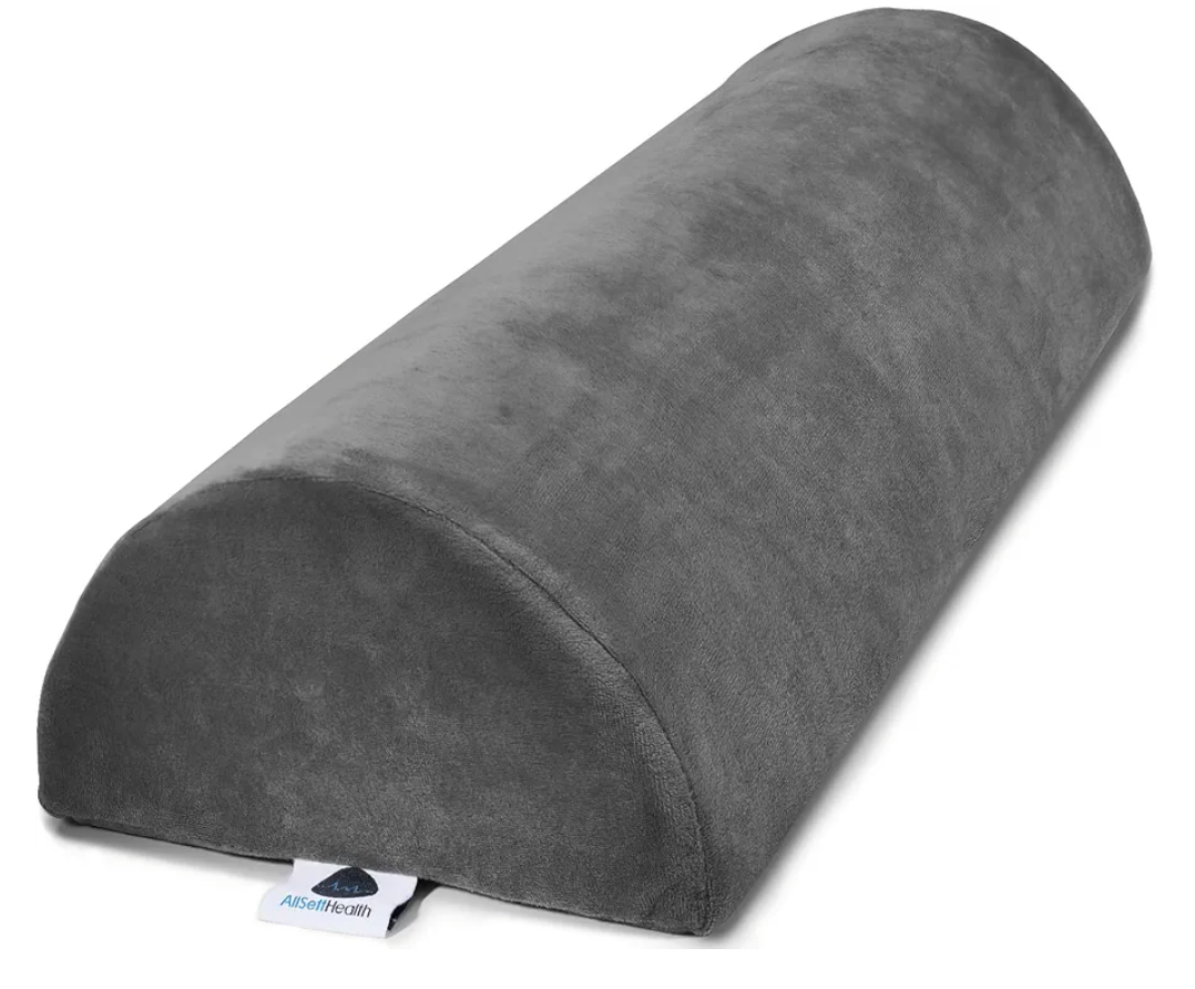 Knee Pillow for Back Sleeping | Large Half Moon Bolster Pillow for Legs, Under Knee Pillow for Sleeping on Back (20.5" x 8" x 4.5") Leg Pillow for Ankle and Foot Comfort, Machine Washable Cover, Grey