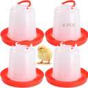 4 Pcs Chick Waterers, 2.5 L Poultry Water Feeders, Poultry Drinkers with Handle, Heavy-Duty Plastic Poultry Water Containers for Chickens, Turkeys, Ducks and More