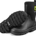 TIDEWE Rubber Boots for Men, 5.5mm Neoprene Insulated Rain Boots with Steel Shank, Waterproof Mid Calf Hunting Boots, Sturdy Rubber Work Boots for Farming Gardening Fishing (11, Black)