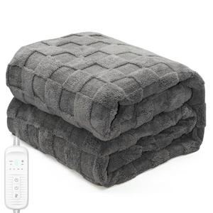 Electric Heated Blanket Throw - 50"x60" Heating Blanket Throw House Warming Gifts New Home, Ultra Soft Warm Flannel Sherpa Fast Heat,8 Heat Level 10 Hours Auto-Off ETL Certified