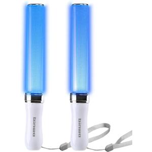 BINWO Reusable LED Glow Sticks(2Pack) with 15 Multicolor, Manual and Automatic Mode, Equipped with AAA Battery Powered LED Sticks, Concert Glowsticks, Raves, Emergency, (15+ Years Old)