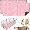 Mooydee 2 Pack Guinea Pig Bedding  Washable Guinea Pig Liners for C&C 2x4 Cage, Waterproof Reusable & Anti Slip Pee Pads Super Absorbent Mats for Small Animals Rabbit Hamster Rat (Pink, 57 x 28 Inch)