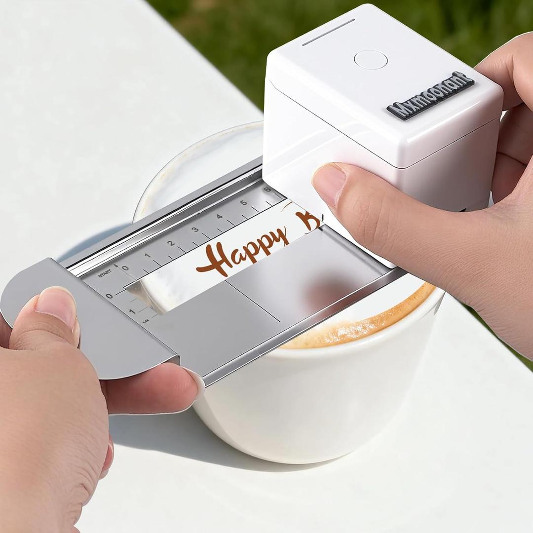 Mxmoonant Colorful Coffee Printer, Handheld Printing Custom Text Pattern DIY Image for Coffee, Cake Cookie