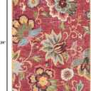 Beeiva Red Kitchen Rugs Non Slip Washable, 2x3 Floral Christmas Kitchen Entry Rug for Entryway Indoor Ultra Thin Small, Vintage Non-Shedding Front Door Mat Indoor Entrance Throw Carpet for Bathroom