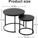 aboxoo Round Nesting Coffee Table Side Set of 2 End Tables for Living Room Bedroom Balcony,Black Faux Marble Wooden Table 23.6IN Accent Large Coffee Table with Steel Frame, Round, 23.6-inch Diameter, 17.7-inch Height